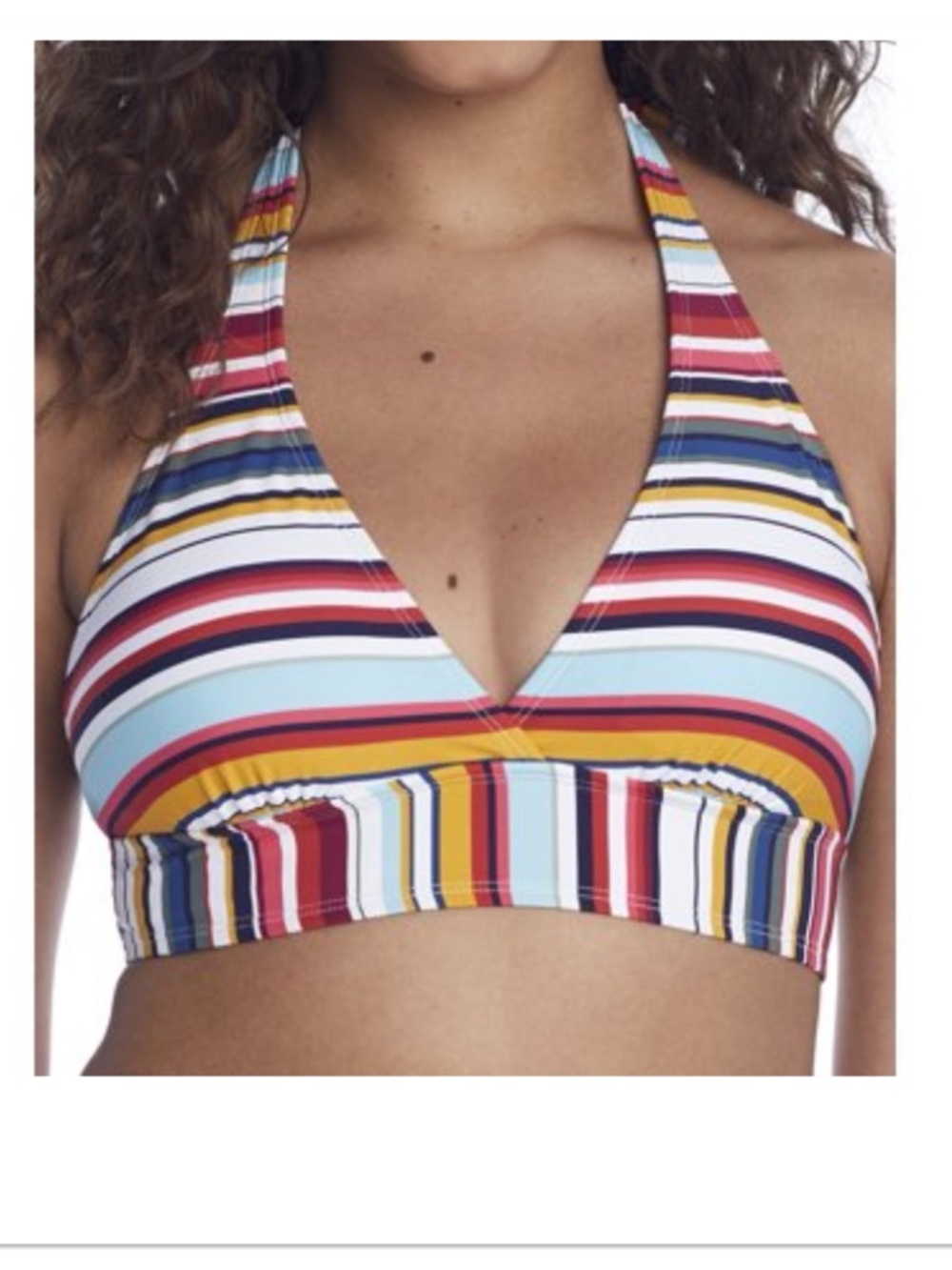 Anne Cole Signature Women’s Multicolor Striped Halter Bikini Top